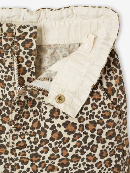 Wide-leg paperbag leopard print trousers for girls beige+chocolate+multicoloured+vanilla - vertbaudet enfant 