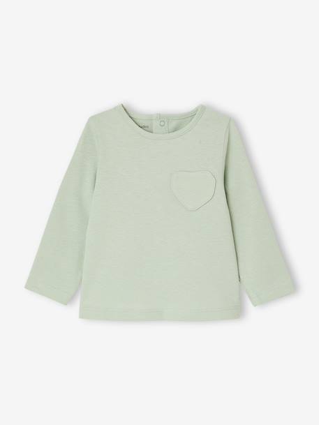 Pack of 3 long-sleeved t-shirts for girls - BASICS ecru+striped red - vertbaudet enfant 