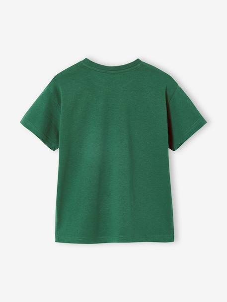 Short-Sleeved Animal T-Shirt for Boys ecru+fir green+white - vertbaudet enfant 