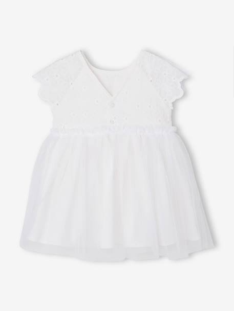 Embroidered Tulle Dress for Baby Girls white - vertbaudet enfant 