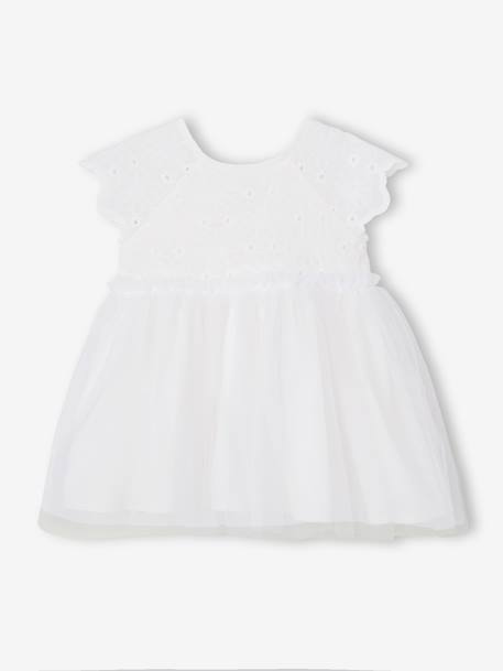 Embroidered Tulle Dress for Baby Girls white - vertbaudet enfant 