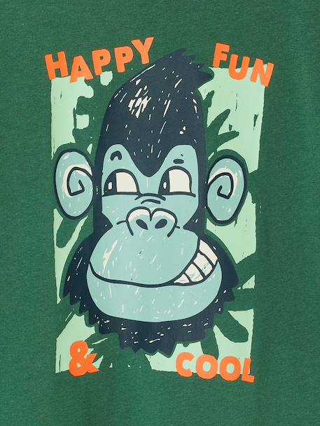 Short-Sleeved Animal T-Shirt for Boys ecru+fir green+white - vertbaudet enfant 