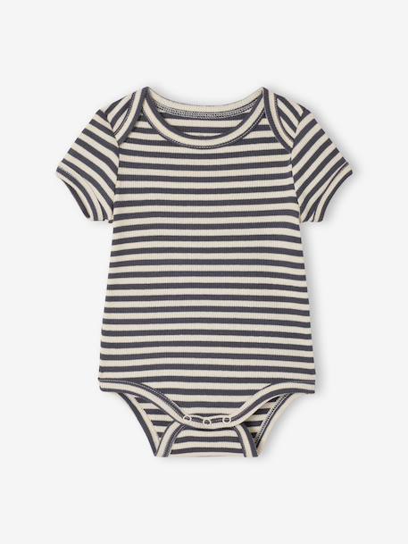 Pack of 3 short-sleeved dog print bodysuits for babies anthracite - vertbaudet enfant 