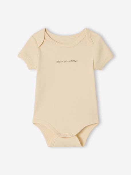 Pack of 5 short-sleeved bodysuit rabbit cloud ecru - vertbaudet enfant 