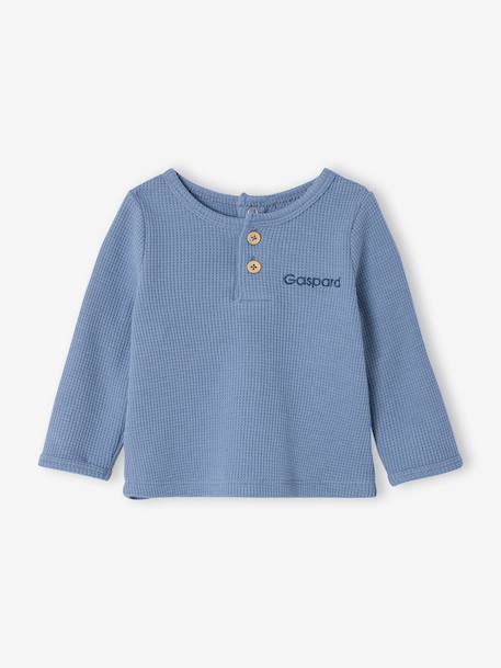 Ensemble naissance 3 pièces tee-shirt personnalisable legging bonnet bleu+écru - vertbaudet enfant 