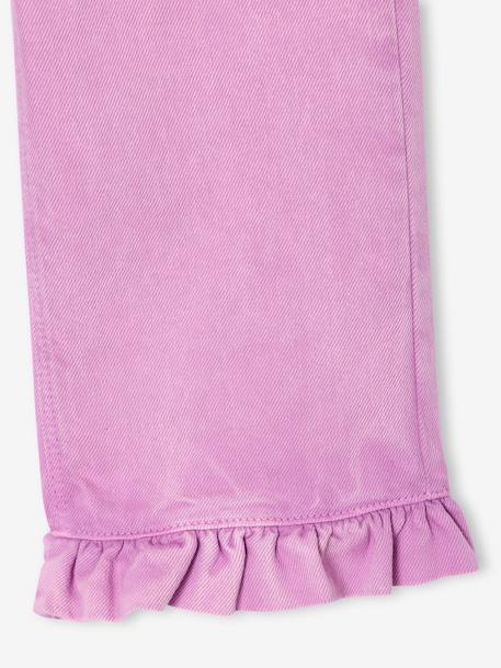 Girl's wide-leg trousers with frills ecru+lilac - vertbaudet enfant 