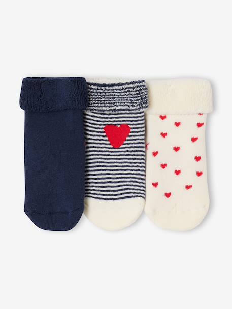 Lot de 3 paires de chaussettes bébé fille coeurs écru - vertbaudet enfant 