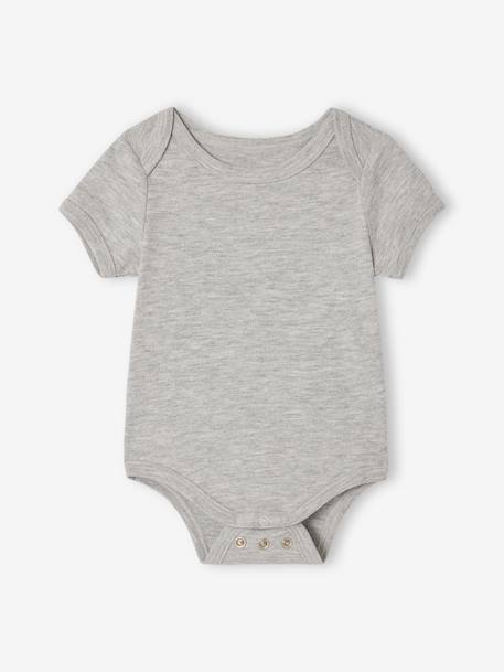 Pack of 3 short-sleeved, convertible bodysuits for boys marl grey - vertbaudet enfant 