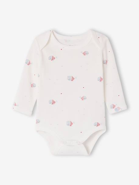 Pack of 5 long-sleeved whale bodysuits blue - vertbaudet enfant 