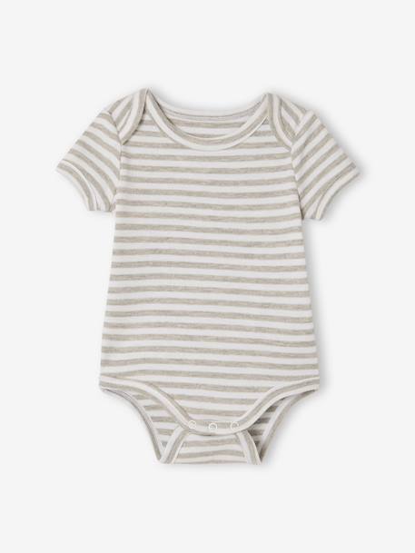 Pack of 5 short-sleeved bodysuit rabbit cloud ecru - vertbaudet enfant 