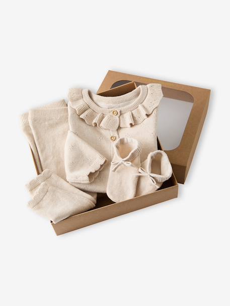 3-Piece Knitted Set for Baby Girls marl beige - vertbaudet enfant 