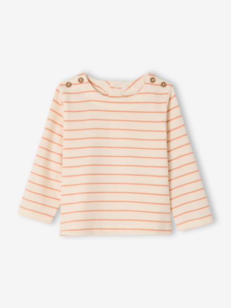Striped T-Shirt for Girls ecru - vertbaudet enfant 
