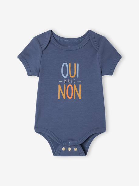 Pack of 3 short-sleeved, convertible bodysuits for boys marl grey - vertbaudet enfant 