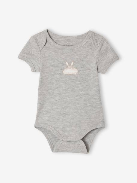 Pack of 5 short-sleeved bodysuit rabbit cloud ecru - vertbaudet enfant 