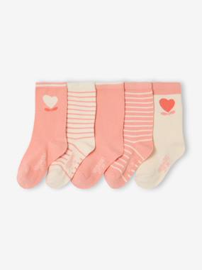 Girls-Underwear-Socks-Pack of 5 Pairs of Heart Socks for Girls