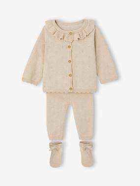 Coffret ensemble bébé fille tricot 3 pièces - vertbaudet enfant Bébé-Pull, gilet, sweat-Gilet-Coffret ensemble bébé fille tricot 3 pièces