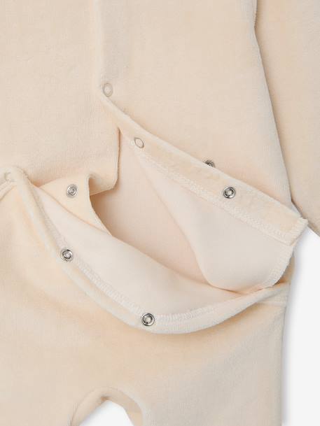 Velvet sleepsuit for newborns ecru - vertbaudet enfant 