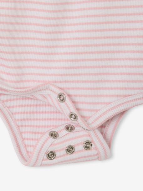 Set of baby bodysuit, leggings and striped beanie marl pink - vertbaudet enfant 