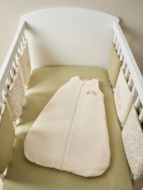 Sleeping Bag with Central Opening in Cotton Muslin for Babies, BABYLON ecru - vertbaudet enfant 