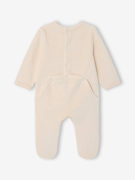 Velvet sleepsuit for newborns ecru - vertbaudet enfant 