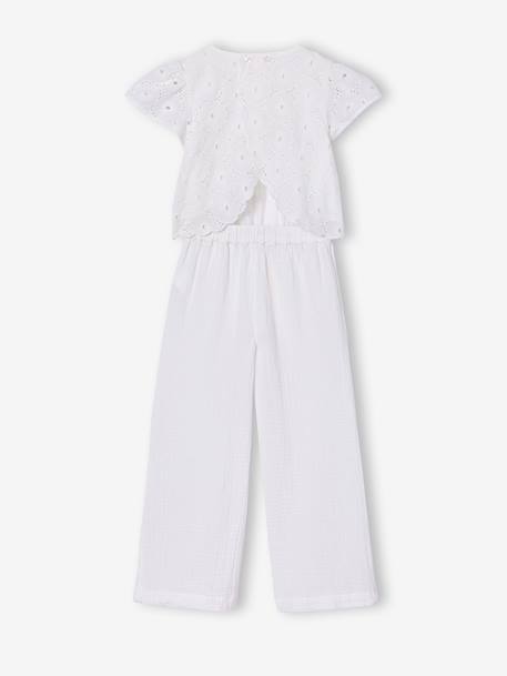Girl's playsuit in English embroidery white - vertbaudet enfant 