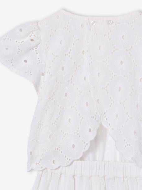 Combinaison pantalon fille en broderie anglaise blanc - vertbaudet enfant 