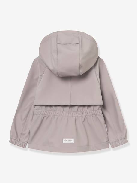 Girl's windproof and water-repellent softshell hooded jacket MATALGEA MINI A TURE mauve - vertbaudet enfant 