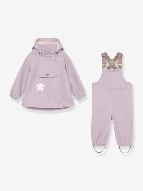Rain set: waterproof jacket & dungaree trouser for babies MATWAINIS MINI A TURE mauve+tomato red - vertbaudet enfant 