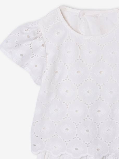 Combinaison pantalon fille en broderie anglaise blanc - vertbaudet enfant 