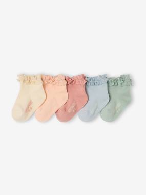 -Lot de 5 paires de mi-chaussettes dentelle bébé