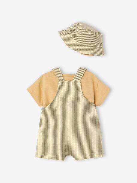 Dungarees & Bucket Hat Set for Boys cappuccino - vertbaudet enfant 