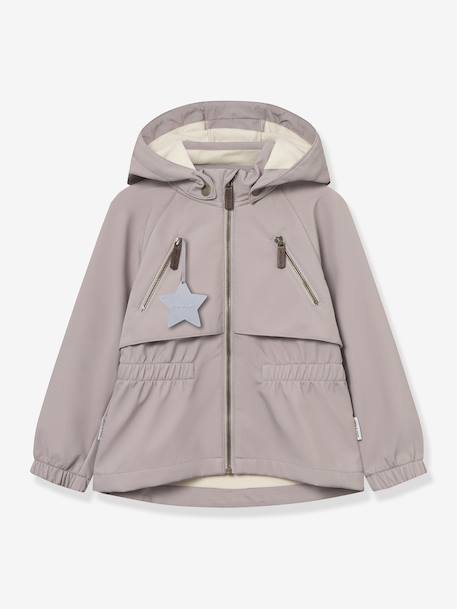 Girl's windproof and water-repellent softshell hooded jacket MATALGEA MINI A TURE mauve - vertbaudet enfant 
