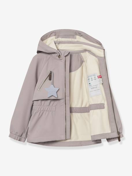 Girl's windproof and water-repellent softshell hooded jacket MATALGEA MINI A TURE mauve - vertbaudet enfant 