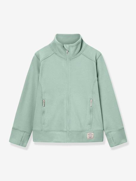 Children's fleece jacket with zip fastening MATBERKAN MINI A TURE mint green+old rose - vertbaudet enfant 