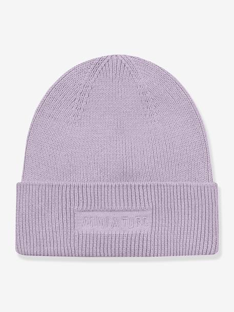 Knitted beanie for children MATBOJE MINI A TURE lilac+sand beige+tomato red - vertbaudet enfant 
