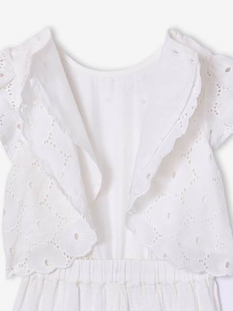 Girl's playsuit in English embroidery white - vertbaudet enfant 