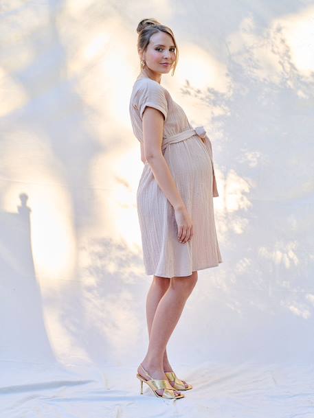 Robe grossesse en gaze de coton bio argile+vert sauge - vertbaudet enfant 