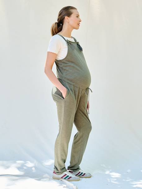 Dungarees in Lightweight Fleece for Maternity, by ENVIE DE FRAISE khaki+navy blue - vertbaudet enfant 