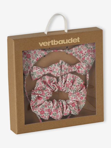 Set of Accessories In Floral Print Cotton for Girls pale pink - vertbaudet enfant 