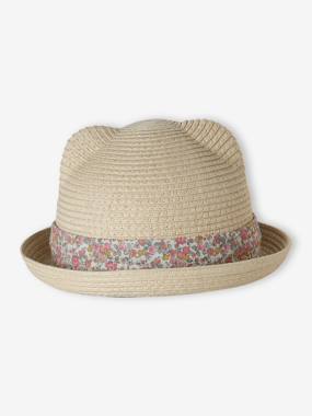 -Chapeau paille bébé fille ruban
