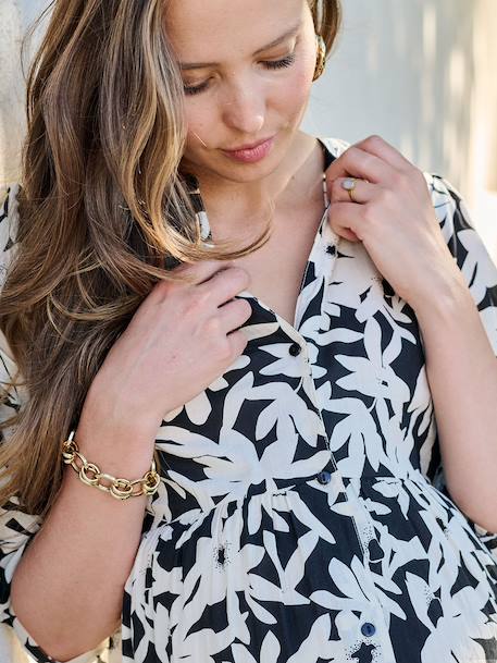 Long Bohemian-Style Dress with Buttons, for Maternity, by ENVIE DE FRAISE black+pomegranate+royal blue - vertbaudet enfant 