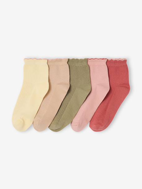 Pack of 5 fancy ribbed ankle socks tomato red - vertbaudet enfant 