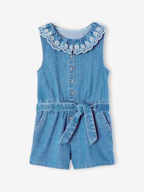 Combishort en denim - vertbaudet enfant Fille-Combishort en denim