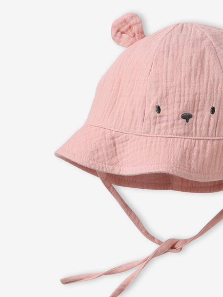 Printed Bucket Hat for Baby Girls ecru+rose - vertbaudet enfant 