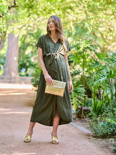 Long Shirt Dress for Maternity & Nursing, ENVIE DE FRAISE beige+black+khaki - vertbaudet enfant 