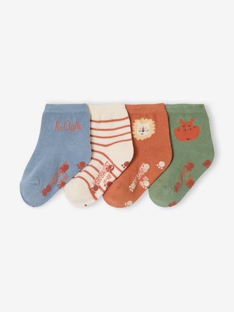 Pack of 4 pairs of baby boys' socks crystal blue - vertbaudet enfant 