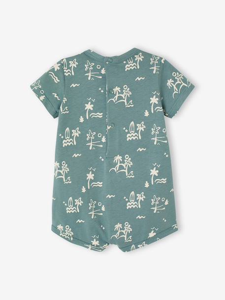 Baby jersey playsuit ecru+peacock blue - vertbaudet enfant 