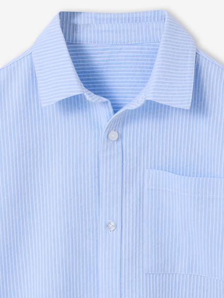 Long-Sleeved Cotton Shirt striped blue - vertbaudet enfant 