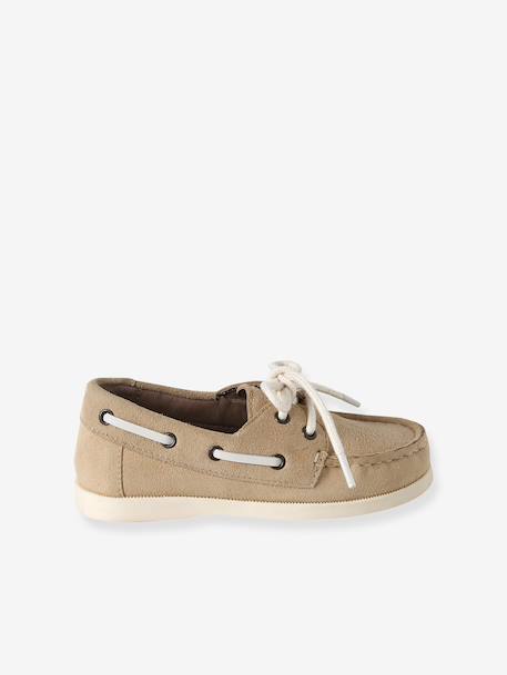 Boys' leather boat shoes beige - vertbaudet enfant 