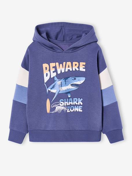 Hooded printed sweatshirt marl grey+marl white+slate blue - vertbaudet enfant 